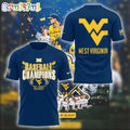 West Virginia Mountaineers 2025 Baseball Big 12 Champions 3D Printed Shirt