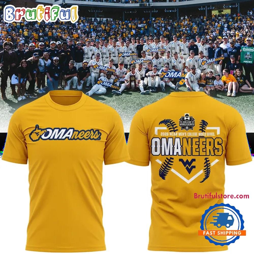 West Virginia Mountaineers 2026 NCAA Baseball Men’s College World Series Omaneers Yellow T Shirt