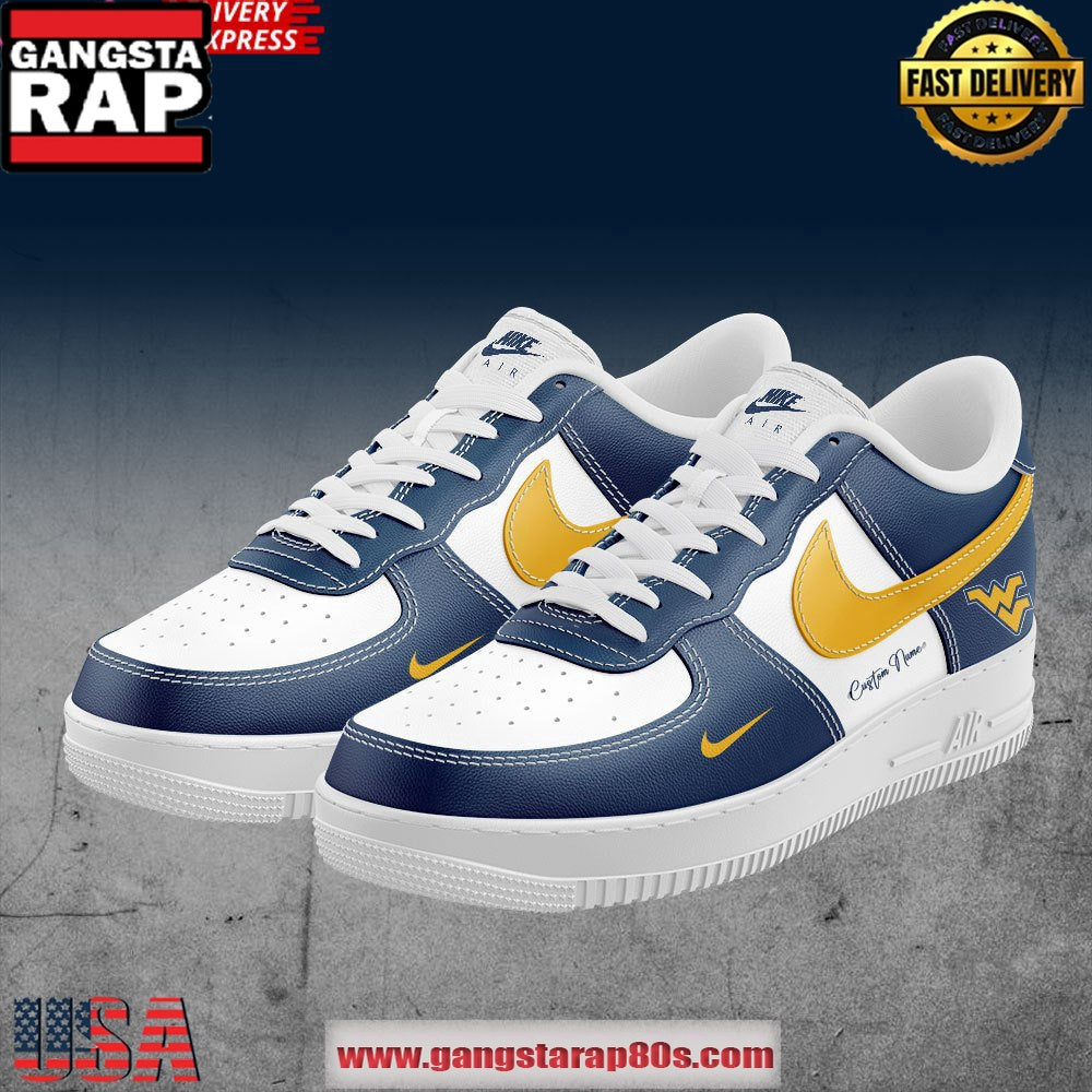 West Virginia Mountaineers Custom Air Force 1 Running Sneakers Shoes