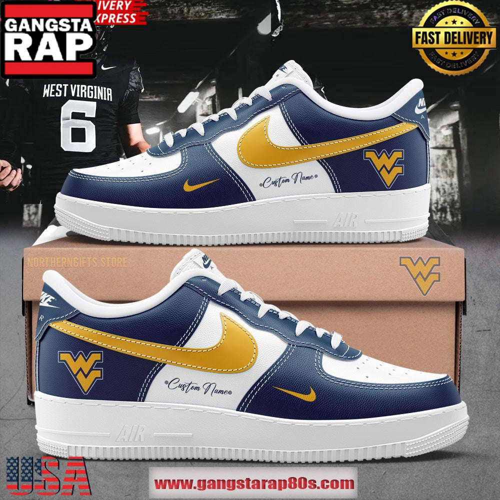 West Virginia Mountaineers Custom Air Force 1 Running Sneakers Shoes