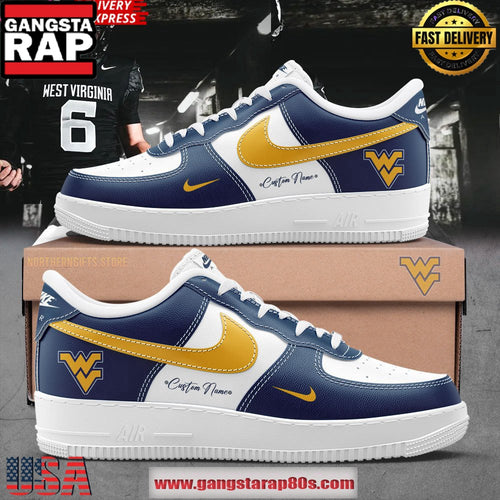West Virginia Mountaineers Custom Air Force 1 Running Sneakers Shoes