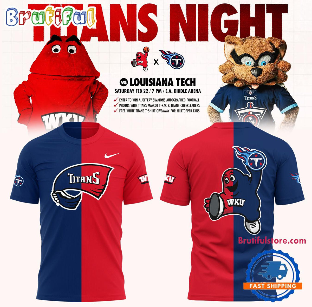 Western Kentucky Hilltoppers Tennessee Titans Night New Design 2025 T Shirt