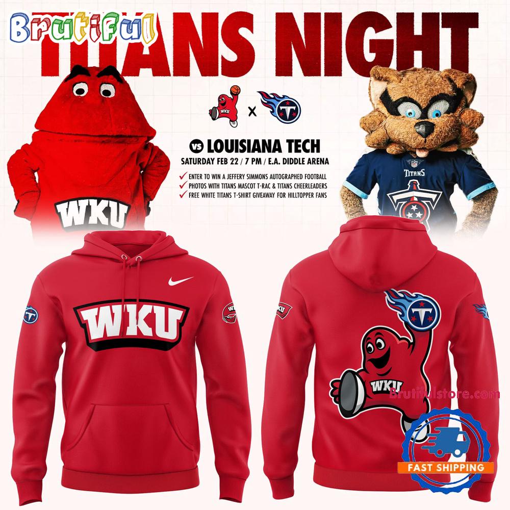 Western Kentucky Hilltoppers Tennessee Titans Night Red Hoodie T-Shirt
