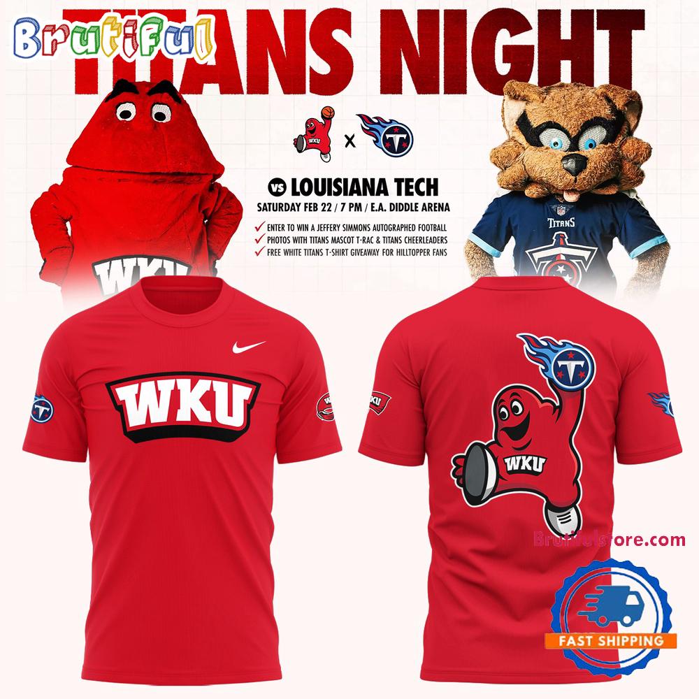Western Kentucky Hilltoppers Tennessee Titans Night Red Hoodie T-Shirt