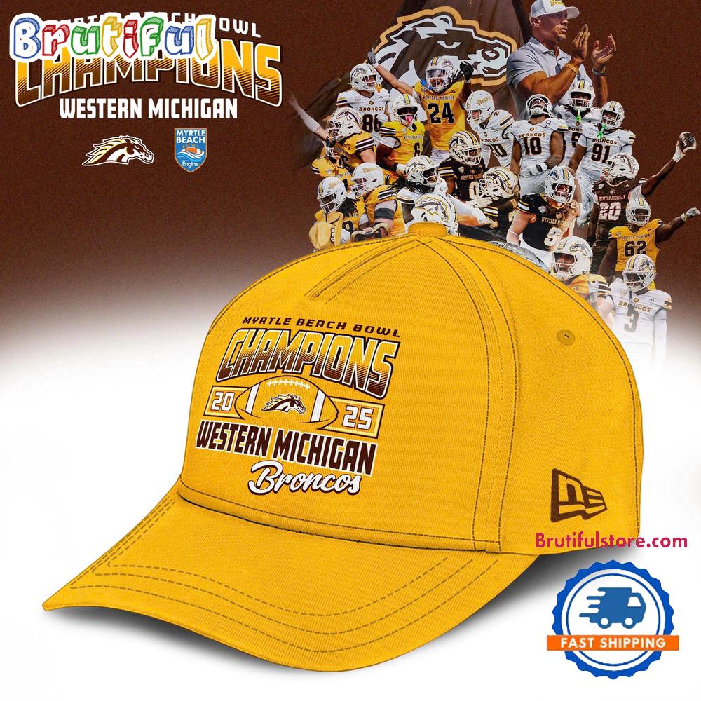 Western Michigan Broncos 2025 Myrtle Beach Bowl Champions Yellow Cap