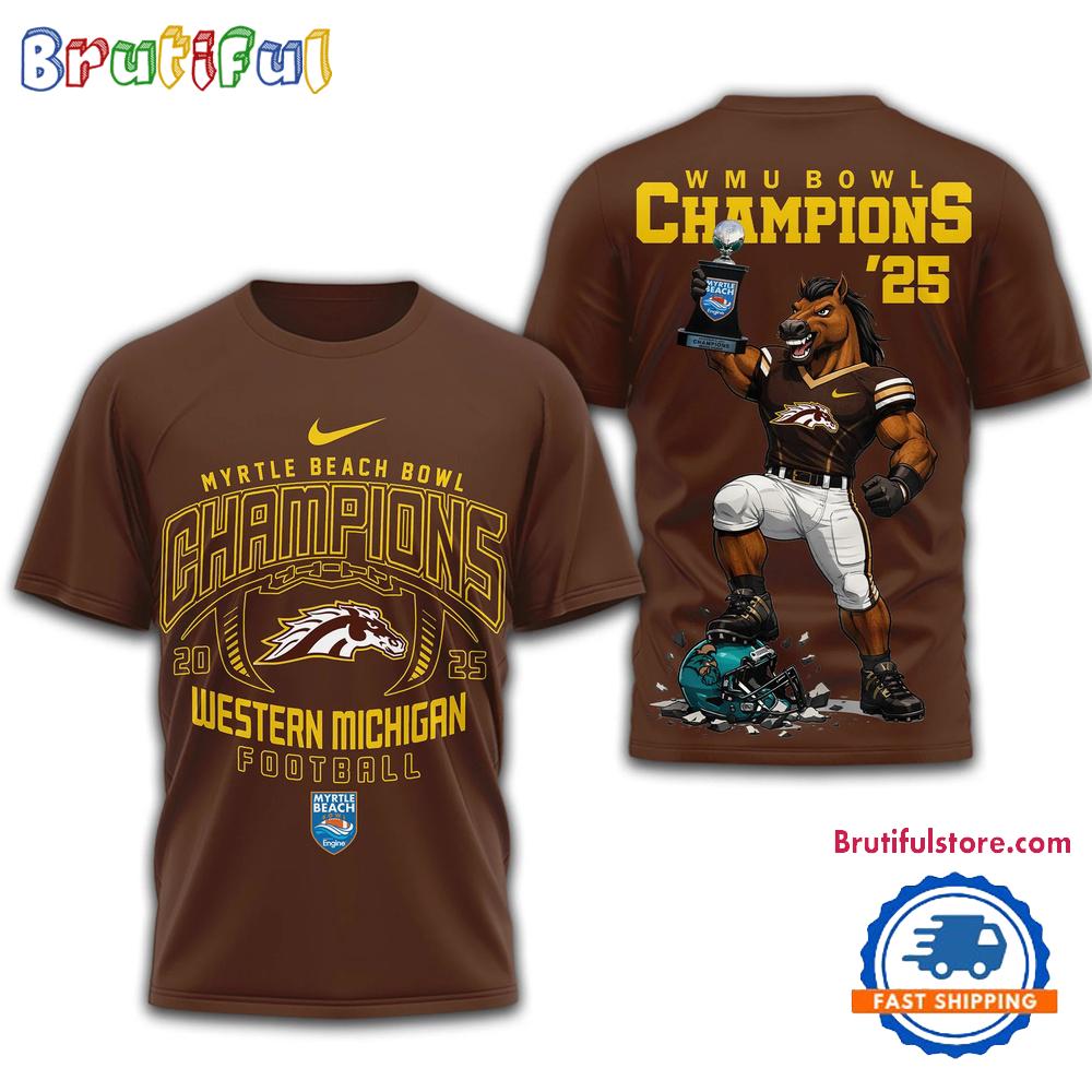 Western Michigan Broncos NCAA MYRTLE BEACH BOWL CHAMPIONS 2025 Limited 3D Shirt