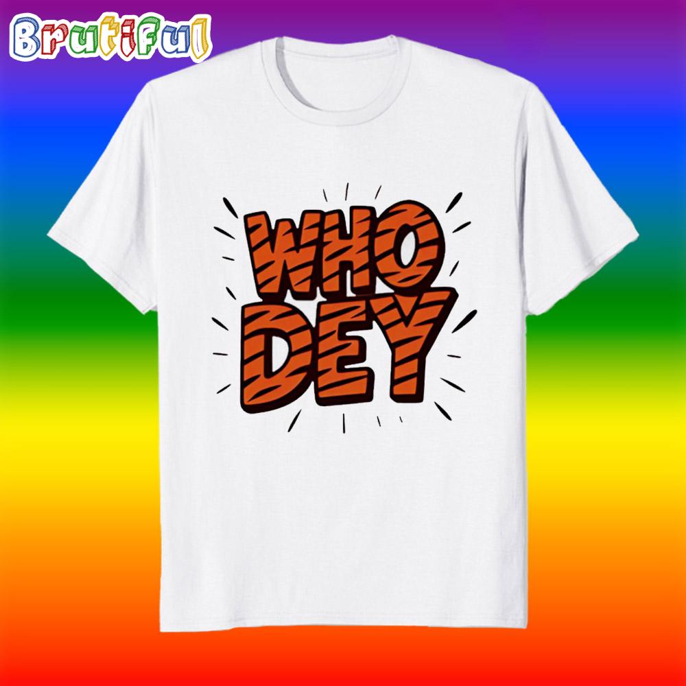 Who Dey Chicago Bengal Tiger Text T Shirt