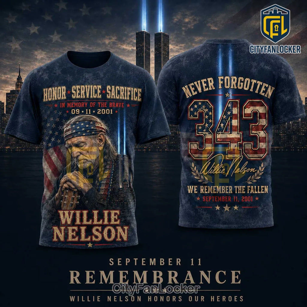 Willie Nelson 9/11 343 Tribute American Flag T-Shirt