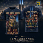 Willie Nelson 9/11 343 Tribute American Flag T-Shirt