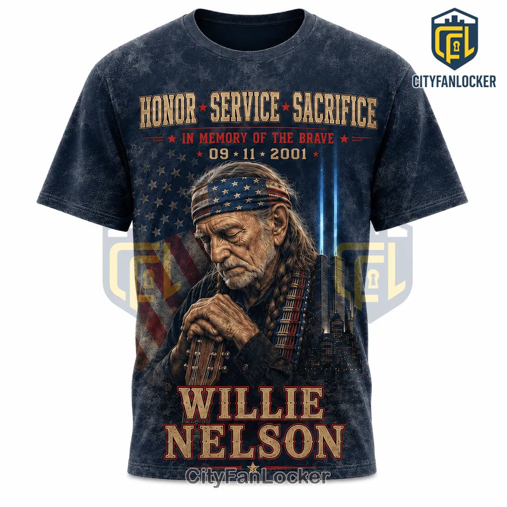 Willie Nelson 9/11 343 Tribute American Flag T-Shirt