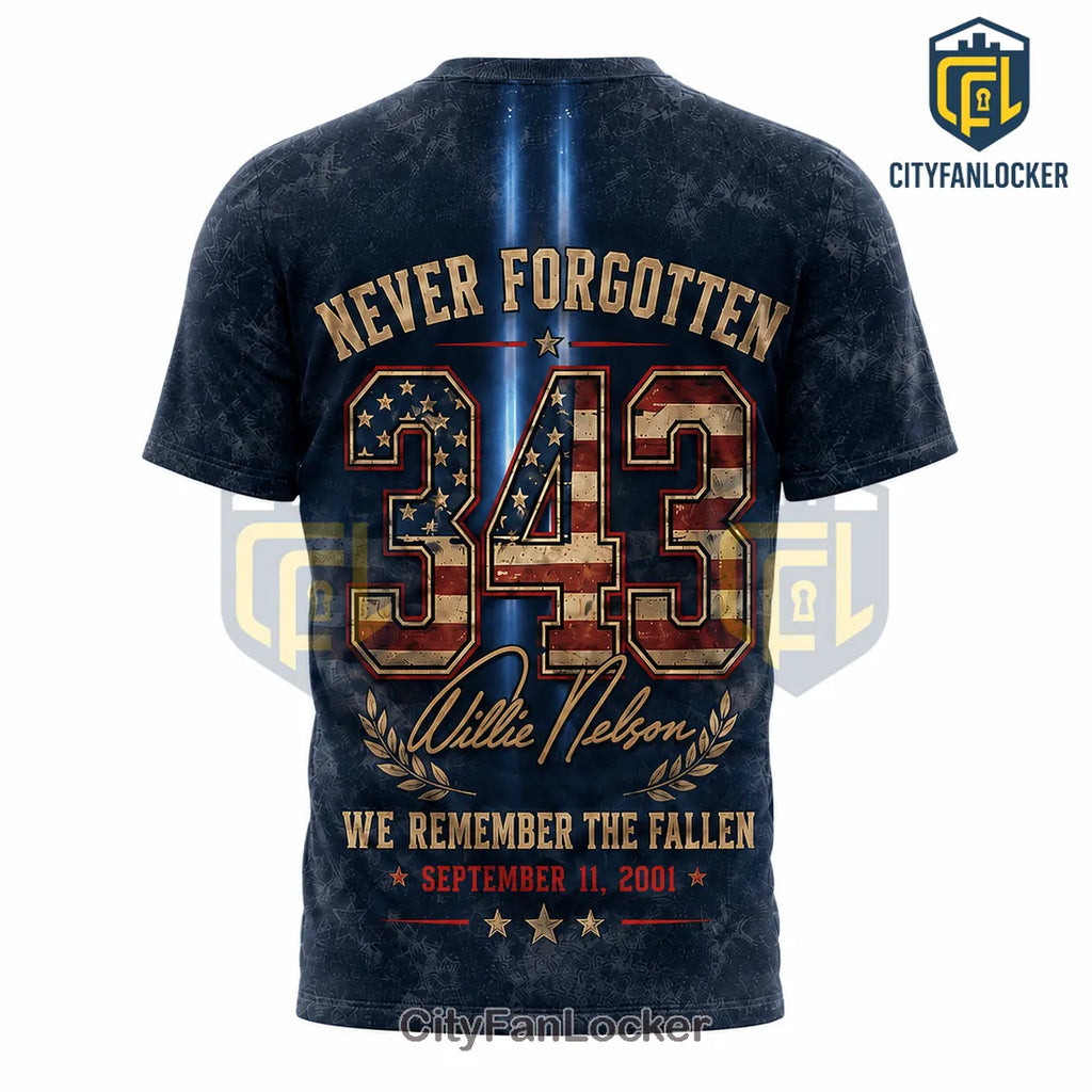 Willie Nelson 9/11 343 Tribute American Flag T-Shirt