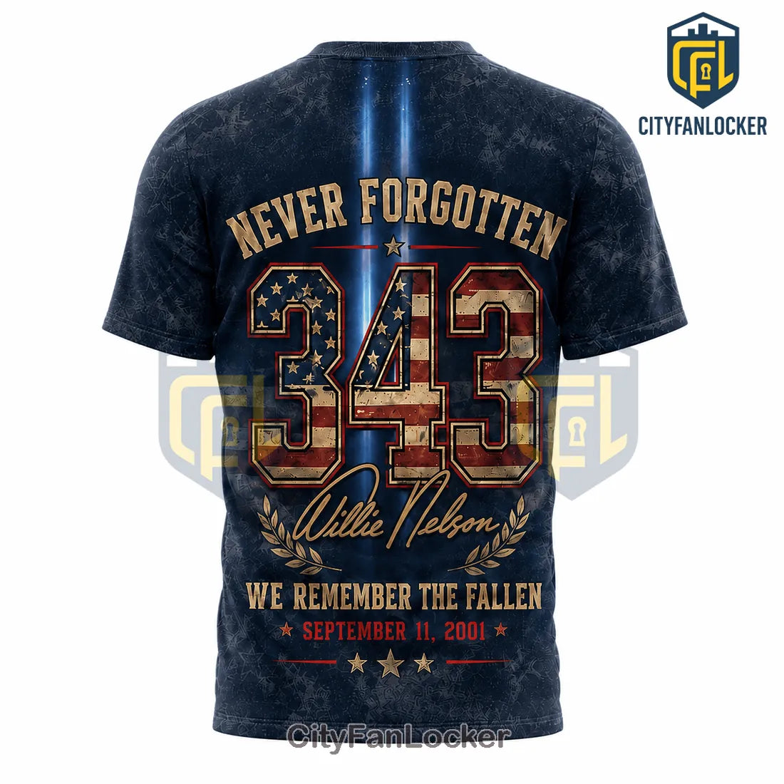 Willie Nelson 9/11 343 Tribute American Flag T-Shirt