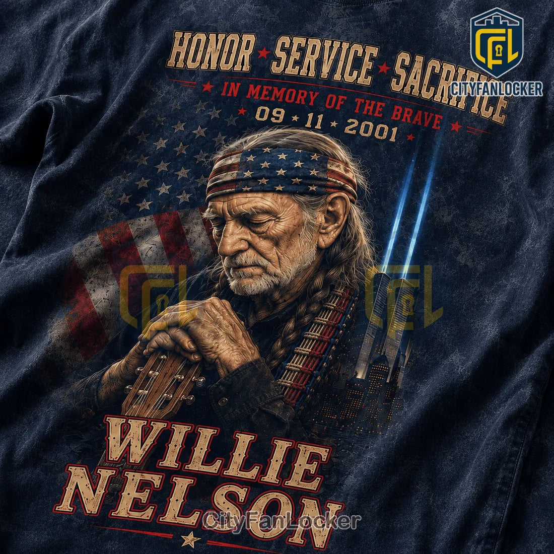 Willie Nelson 9/11 343 Tribute American Flag T-Shirt