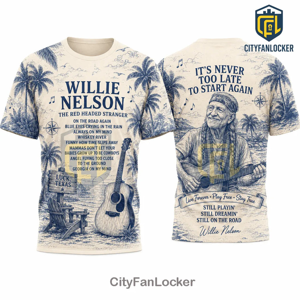 Willie Nelson Lyric Cream T-Shirt 2026