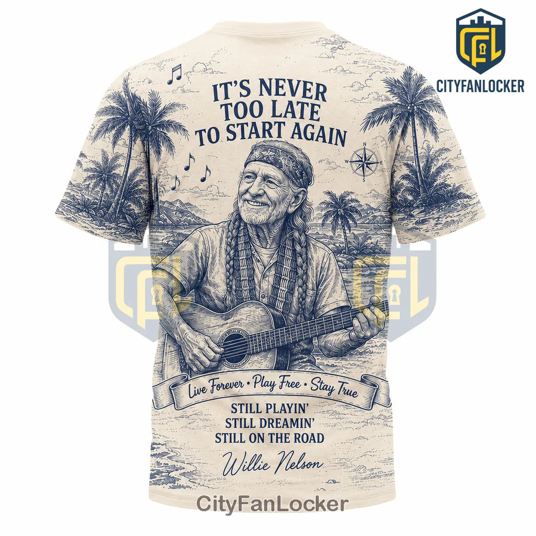 Willie Nelson Lyric Cream T-Shirt 2026