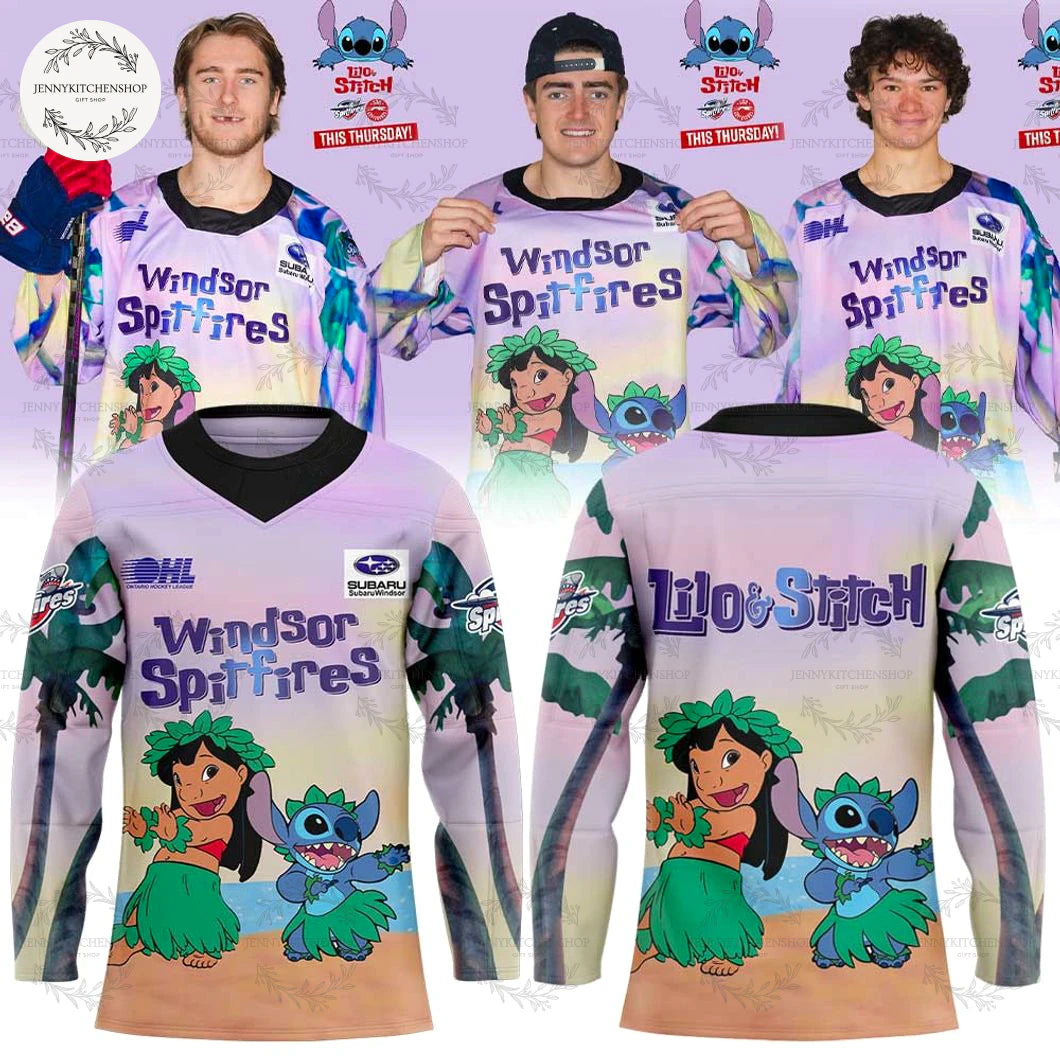 Windsor Spitfires x Lilo Stitch New 2025 Limited Hockey Jersey