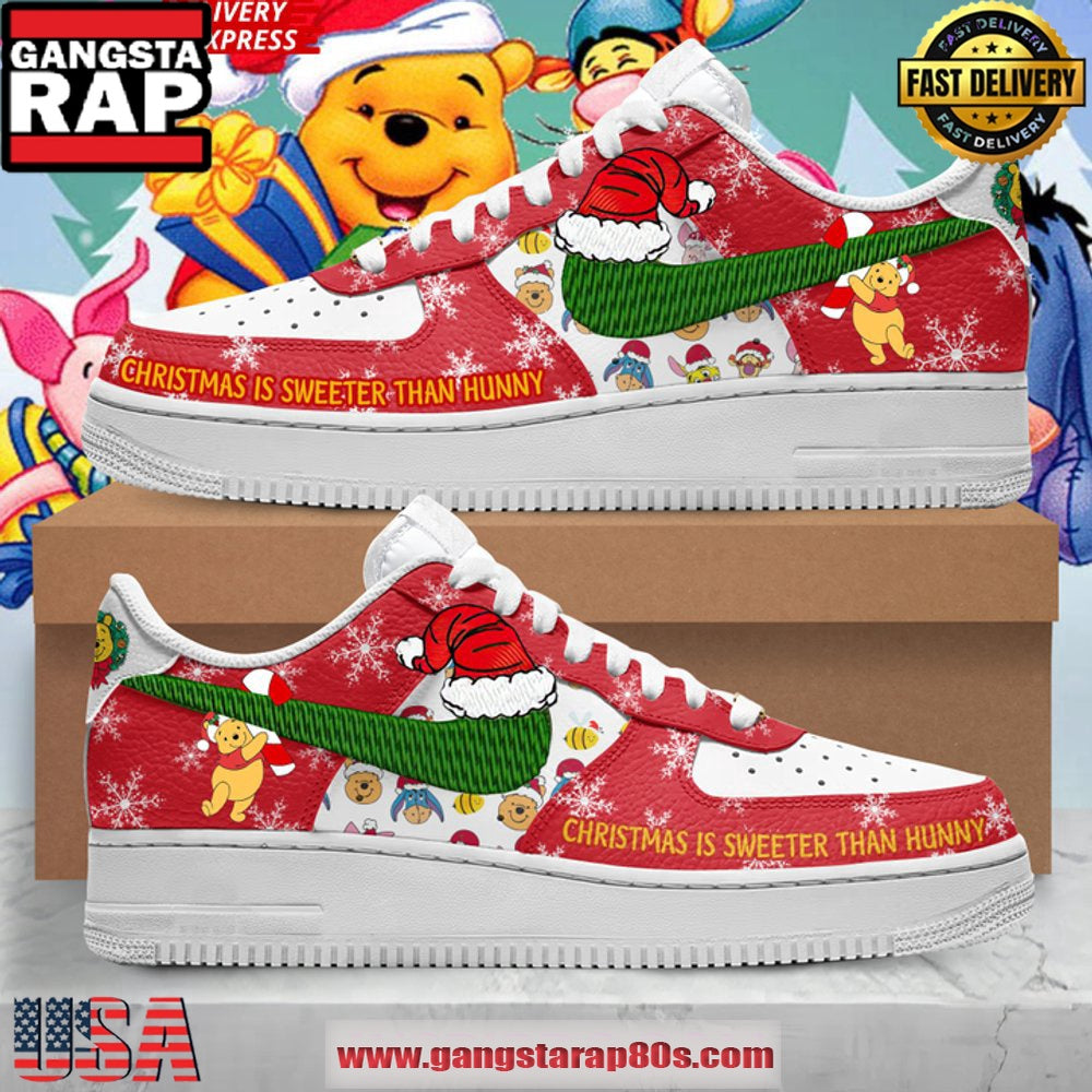 Winnie the Pooh Christmas Limited Edition Air Force 1 Running Sneakers