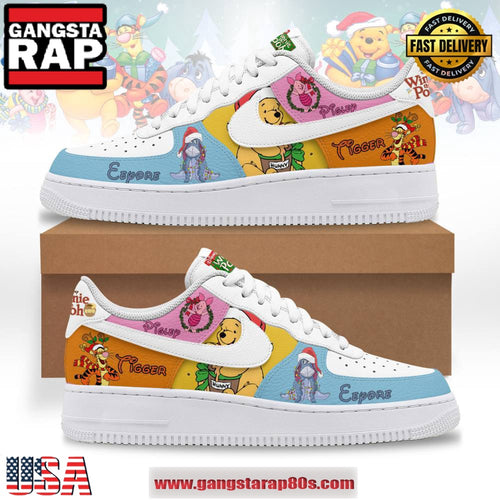 Winnie The Pooh Disney Movie Christmas Limited Edition Air Force 1 Running Sneakers Shoes
