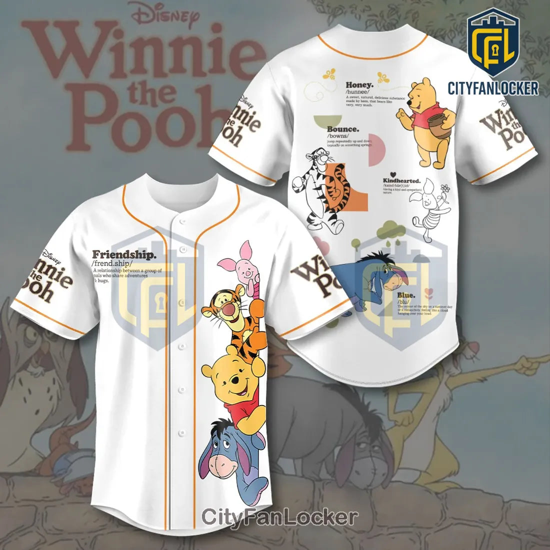 Winnie the Pooh Friends White Baseball Jersey