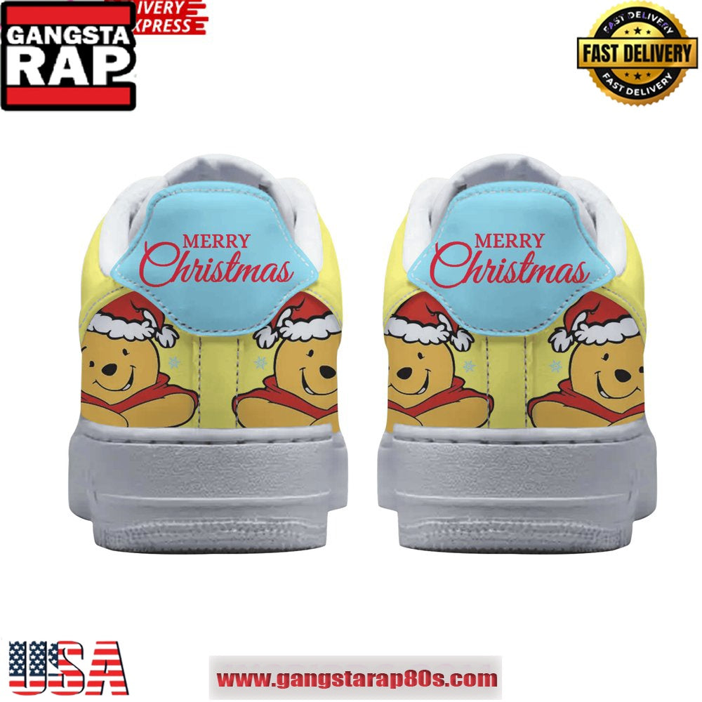 Winnie The Pooh Merry Christmas Limited Edition Air Force 1 Running Sneakers Shoes