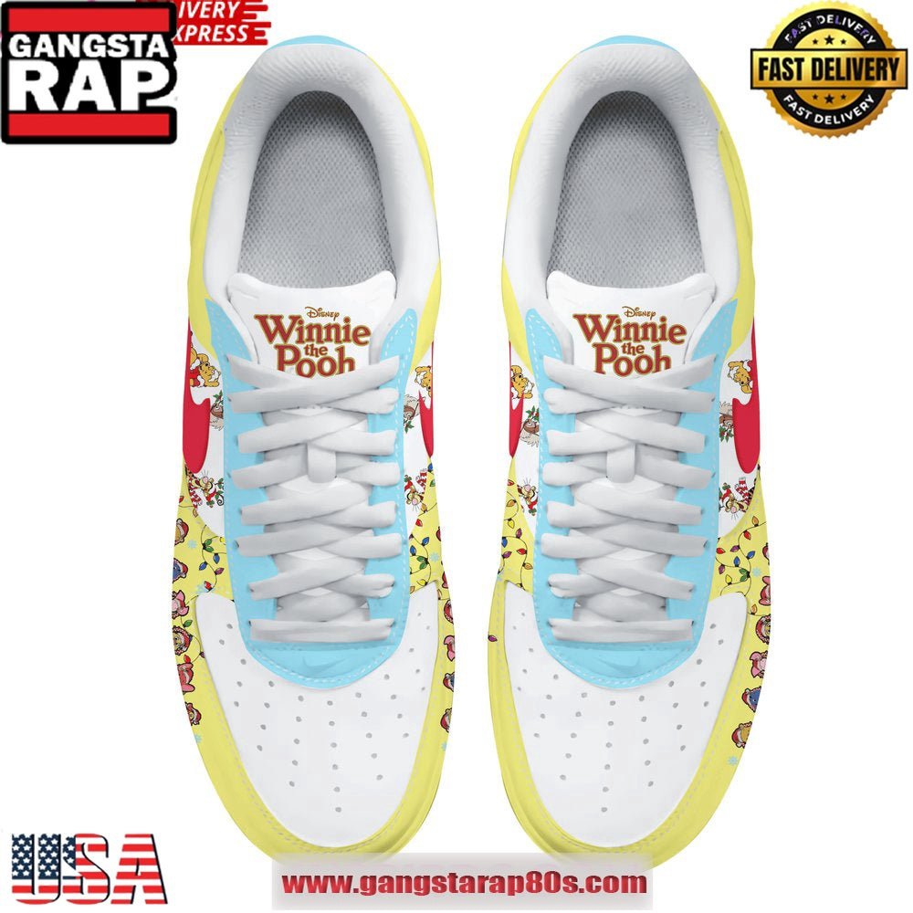 Winnie The Pooh Merry Christmas Limited Edition Air Force 1 Running Sneakers Shoes