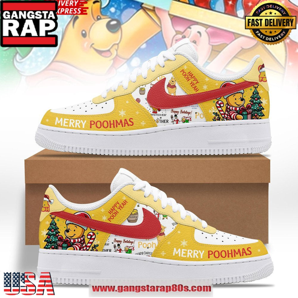 Winnie The Pooh Merry Christmas Limited Edition Air Force 1 Running Sneakers