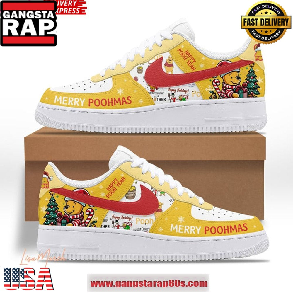 Winnie The Pooh Merry Christmas Limited Edition Air Force 1 Running Sneakers