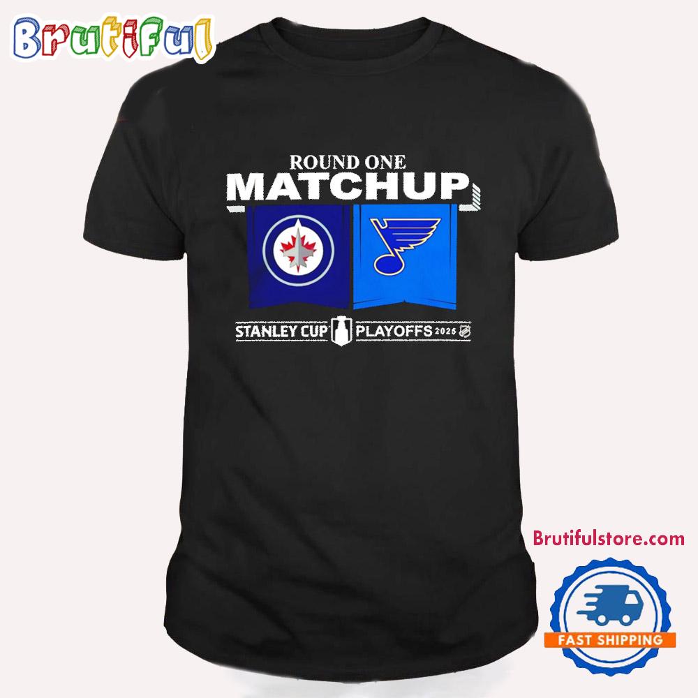 Winnipeg Jets Vs St Louis Bules NHL 2025 Playoff Round 1 Match Up T Shirt