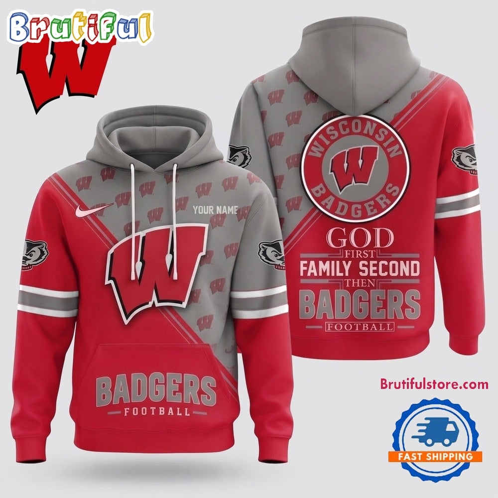 Wisconsin Badgers 2026 NCAA Personalized Faith Family Football Hoodie