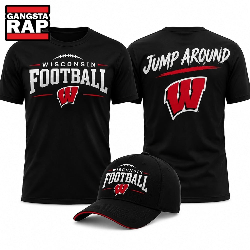 Wisconsin Badgers Football Jump Around 2026 Graphic T Shirt