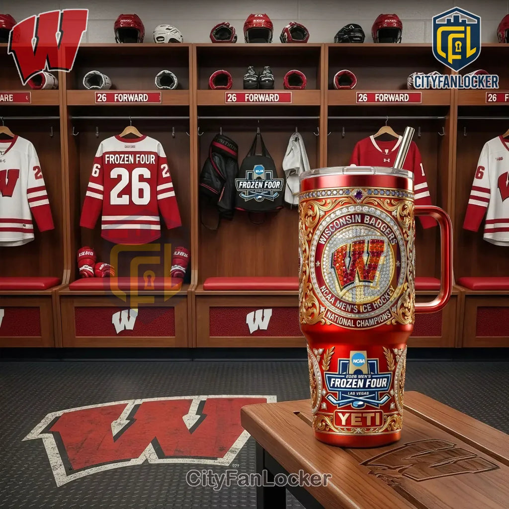 Wisconsin Badgers Men’s Ice Hockey National Champions Premium Jeweled YETI Tumbler