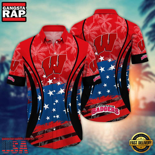 MLB Wisconsin Badgers Team Logo Hot Summer Aloha Hawaiian Shirt