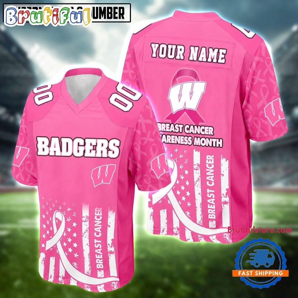 Wisconsin Badgers NCAA Breast Cancer Awareness Month 2026 Football Jersey