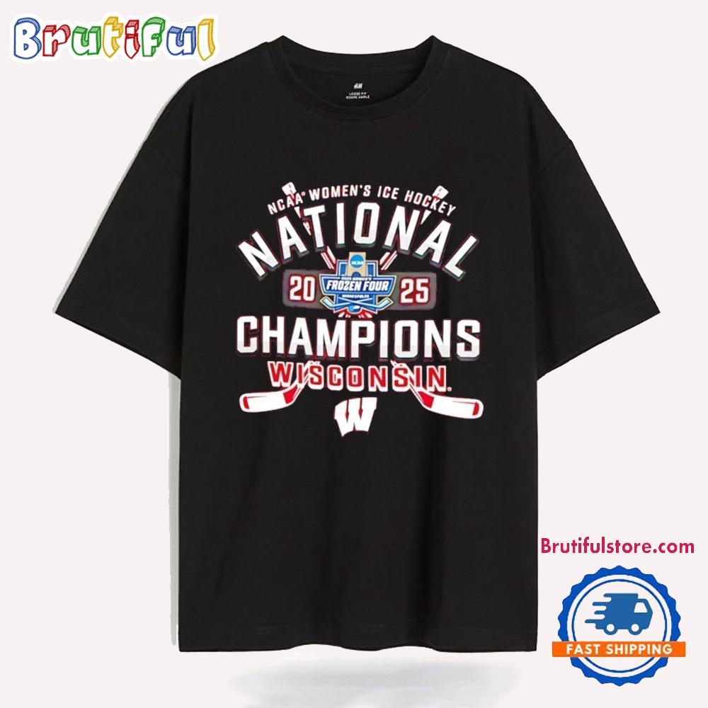 Wisconsin Badgers NCAA Frozen Four Women’s Ice Hockey National Champions 2025 T Shirt
