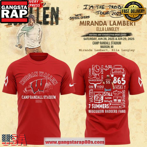 Wisconsin Badgers x Morgan Wallen Tour 2025 T-Shirt