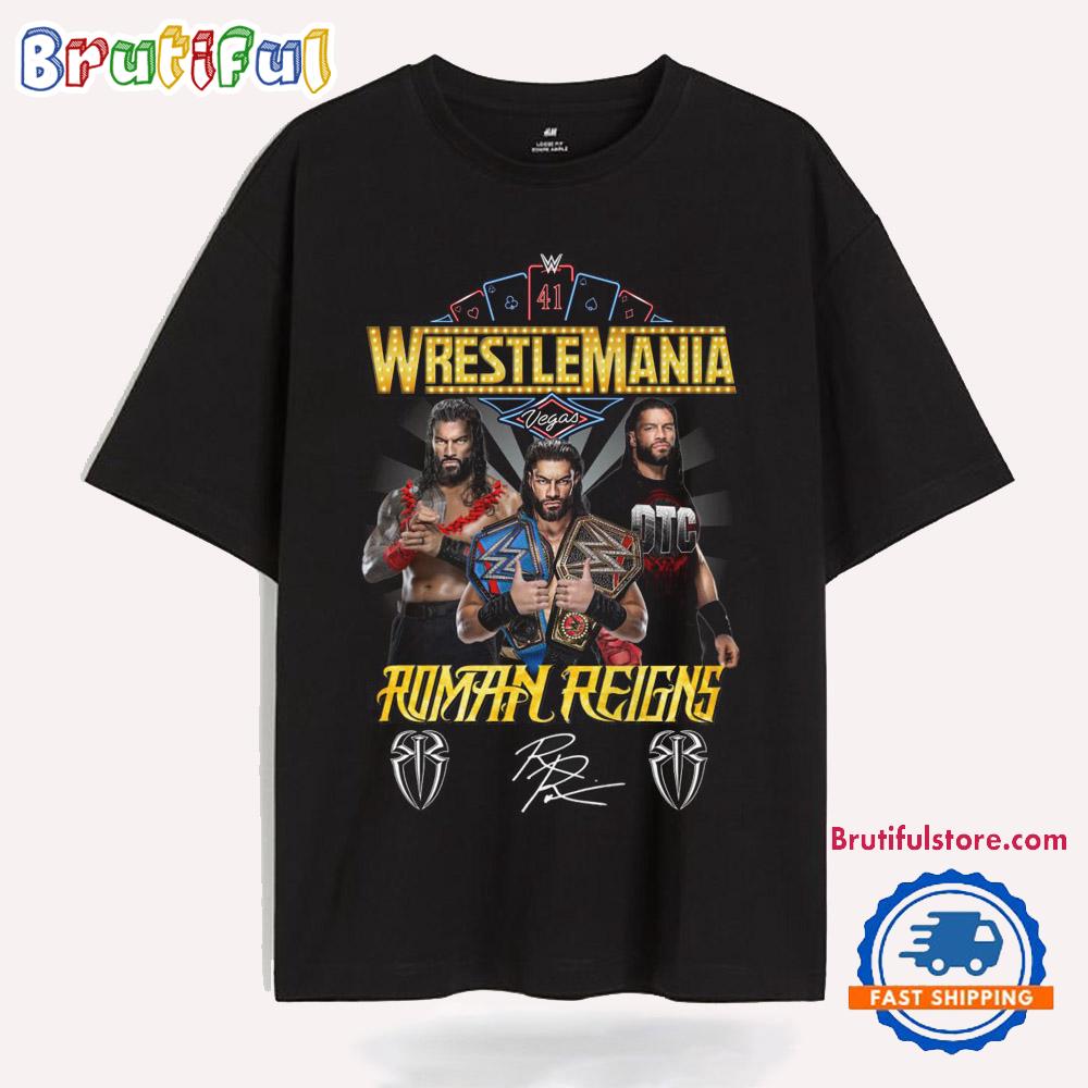 Wrestle Mania Roman Reigns Signature WWE T Shirt