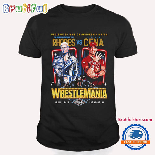 Wrestlemania 41 Cody Rhodes vs John Cena Las Vegas Retro T Shirt