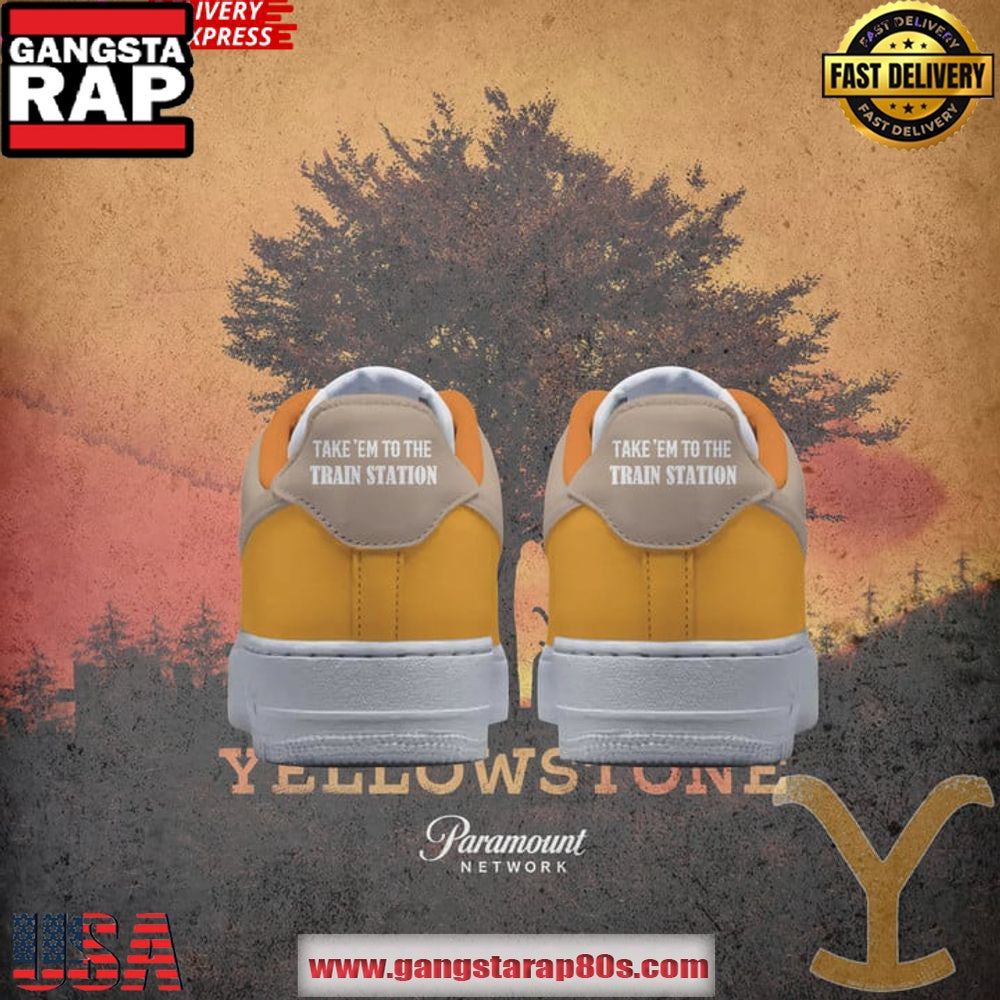 Yellowstone Take ‘Em to the Train Station Limited Edition Air Force 1 Shoes Running Sneakers