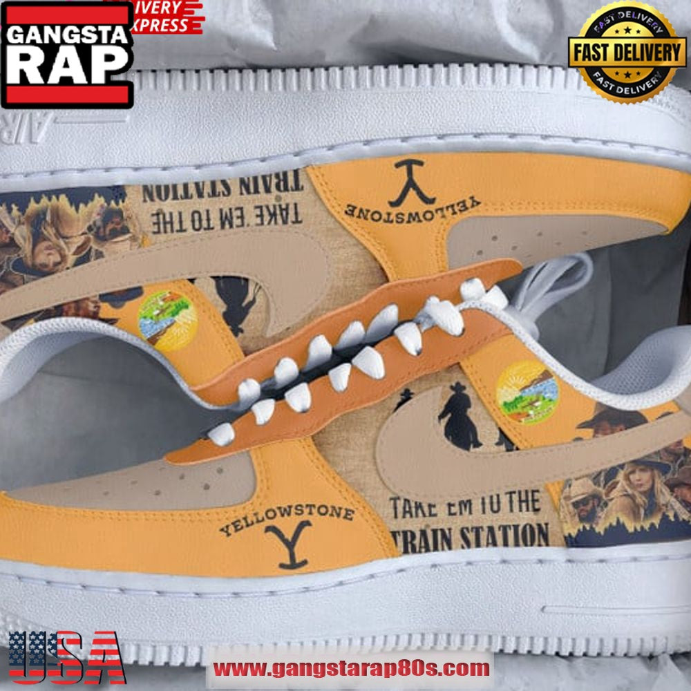 Yellowstone Take ‘Em to the Train Station Limited Edition Air Force 1 Shoes Running Sneakers