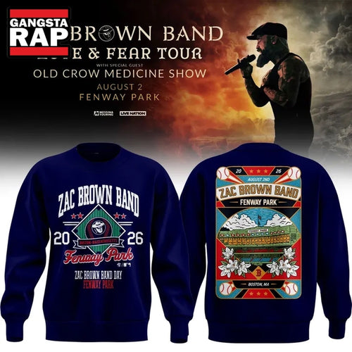 Zac Brown Band x Boston Red Sox Fenway Park Love & Fear Tour 2026 Navy Sweatshirt , Music Trending 3D Shirt