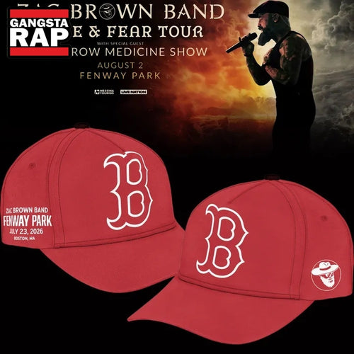 Zac Brown Band x Boston Red Sox Fenway Park Love & Fear Tour 2026 Red Cap , Trendy Music Baseball Cap