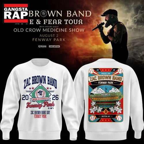 Zac Brown Band x Boston Red Sox Fenway Park Love & Fear Tour 2026 White Sweatshirt , Music Trending 3D Shirt