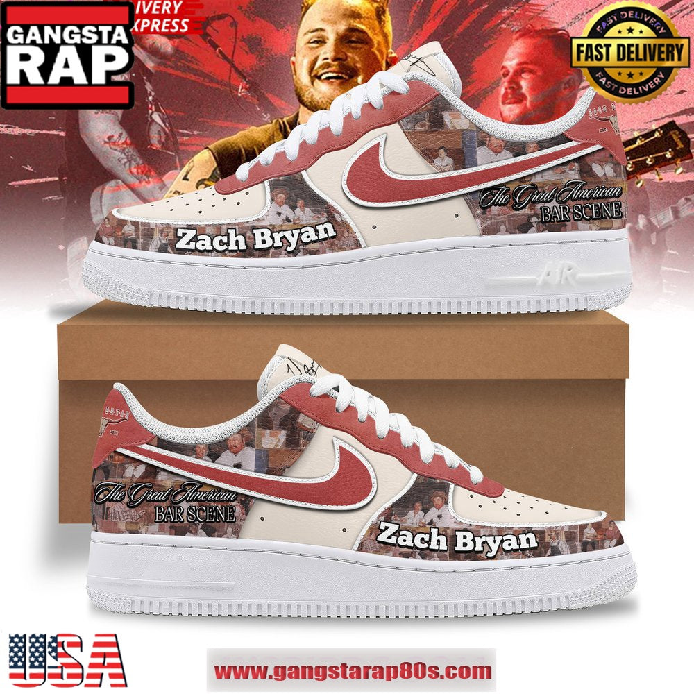 Zach Bryan Great American Bar Scene Air Force 1 Sneakers Shoes