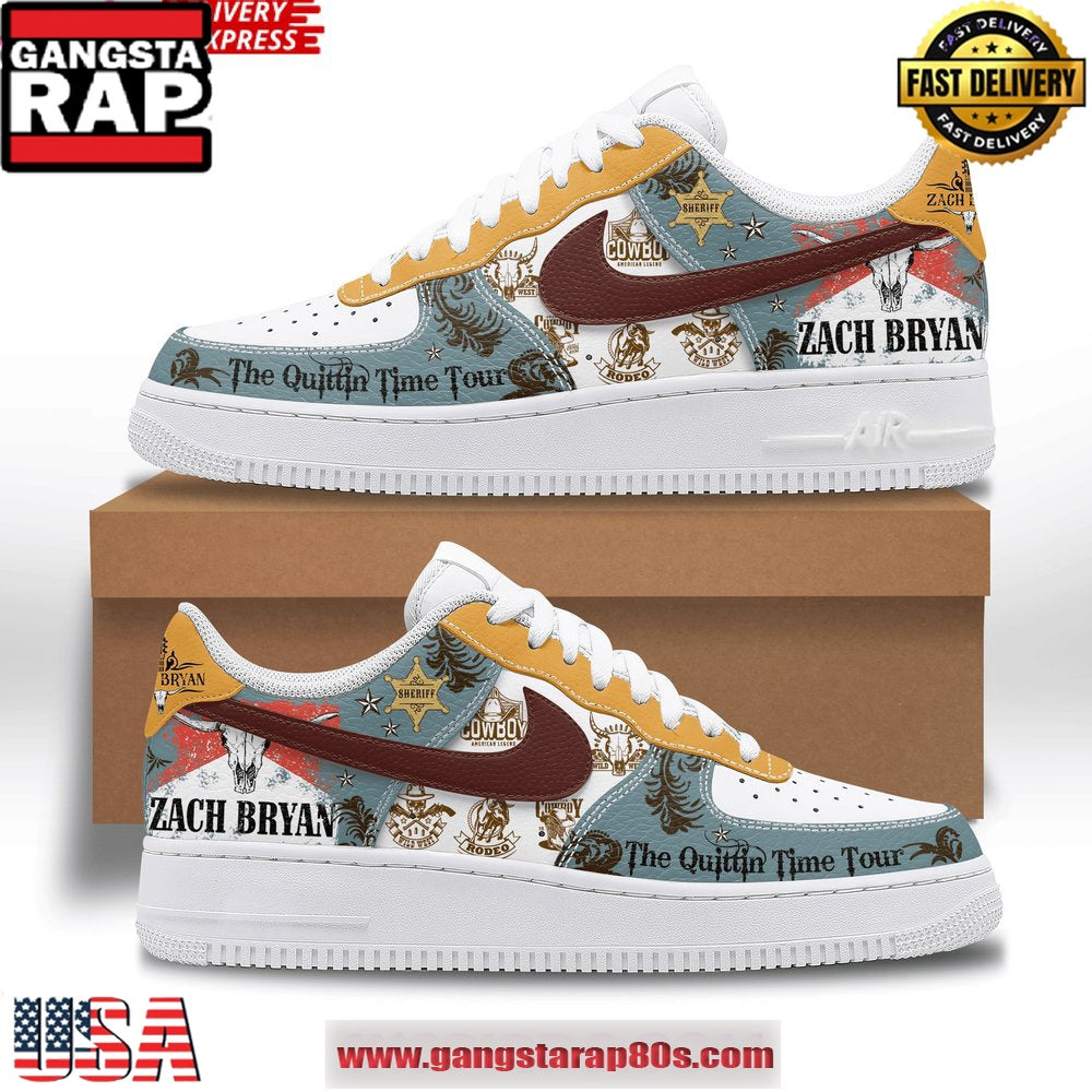 Zach Bryan The Quittin Time Tour Air Force 1 Running Sneakers Shoes
