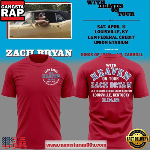 Zach Bryan With Heaven On Tour 2026 L&N Federal Credit Union Stadium Official Concert Merch 3D Shirt