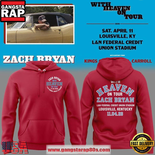 Zach Bryan With Heaven On Tour 2026 L&N Federal Credit Union Stadium Official Concert Merch Hoodie T-Shirt