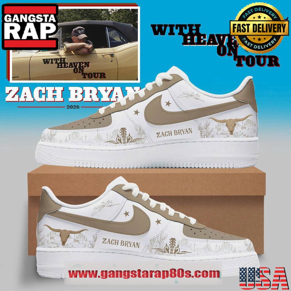 Zack Bryan With Heaven On Tour 2026 Air Force 1 Running Sneakers Shoes