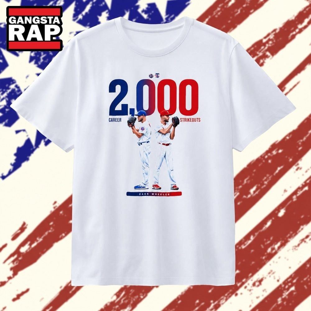 Zack Wheeler 2000 Career Strikeouts NY Mets and Philadelphia Phillies T Shirt