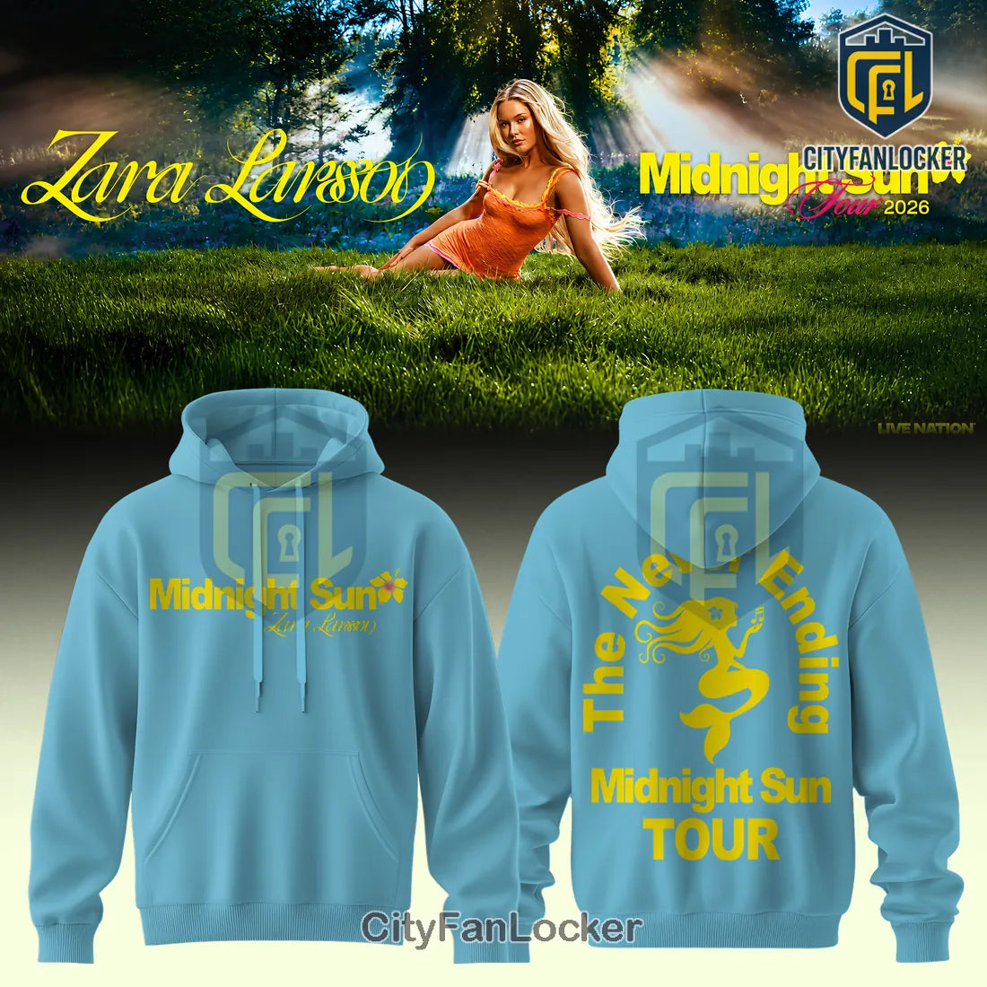 Zara Larsson Midnight Sun Tour 2026 Blue Hoodie
