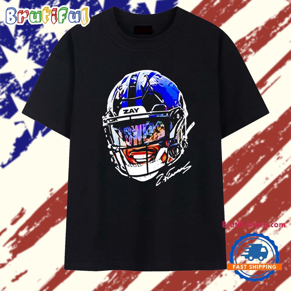 Zay Flowers Baltimore Ravens big face helmet signature graphic T Shirt